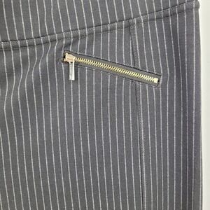 Vtg 90s Karl Lagerfeld Pin Striped Mid Rise Stretch Pants Sz 16 XL Black Zipper